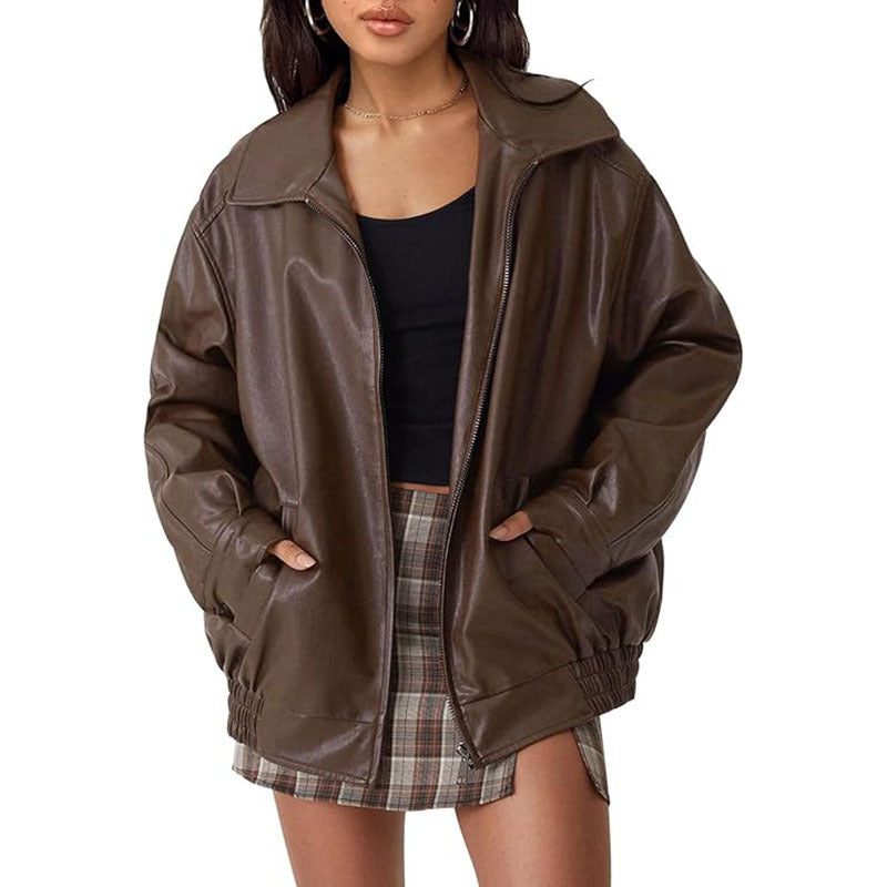 Kovi Women's Biker Jacket | Oversized Vintage-Inspired Design 3