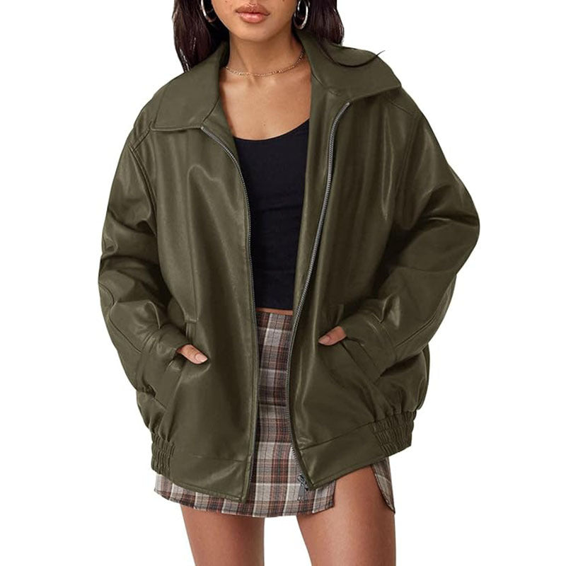 Kovi Women's Biker Jacket | Oversized Vintage-Inspired Design 4