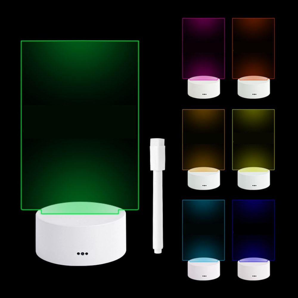 LED Message Board Lamp | Color-Changing Night Light | Acrylic Note Board | USB Powered
