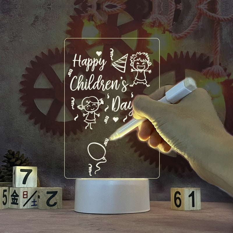 LED Message Board Lamp | Color-Changing Night Light | Acrylic Note Board | USB Powered