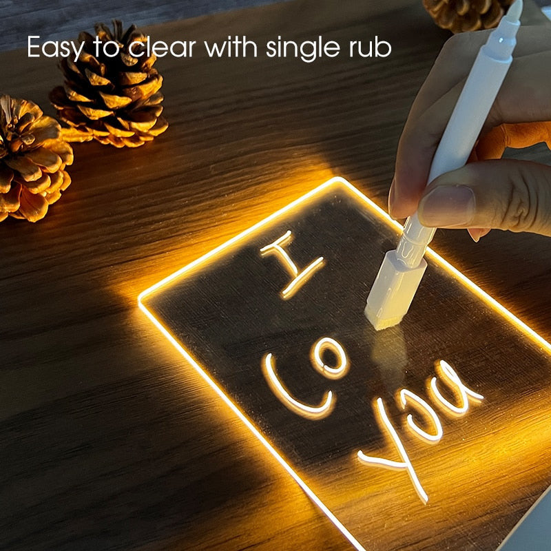 LED Message Board Lamp | Color-Changing Night Light | Acrylic Note Board | USB Powered