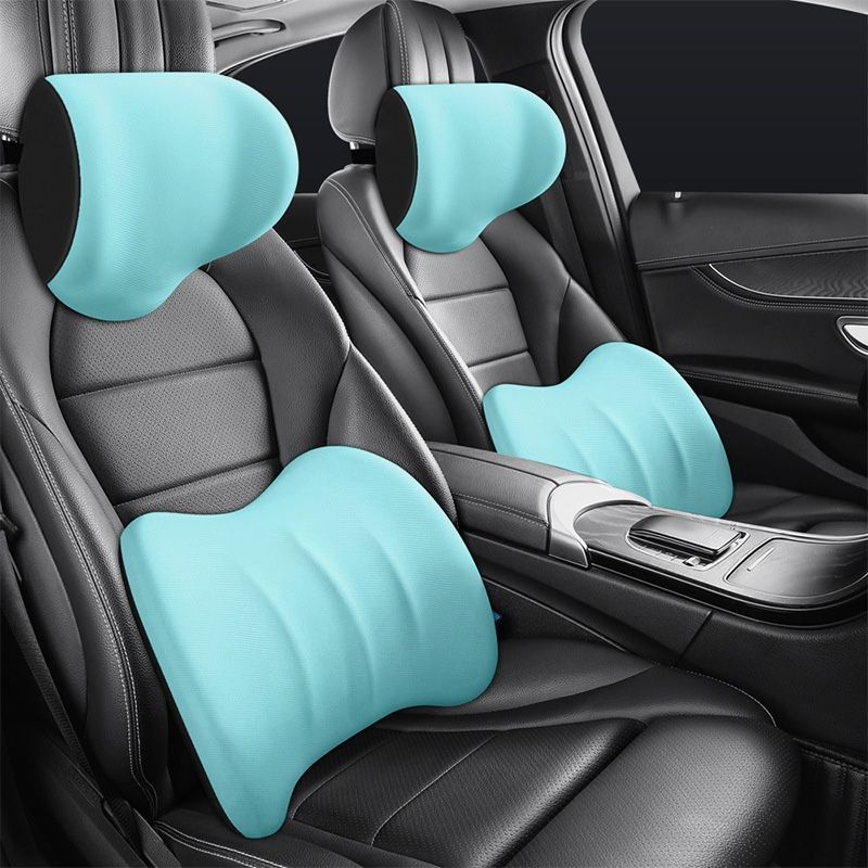 Memory Foam Car Pillow Set | Neck and Lumbar Support Cushions for Travel Comfort
