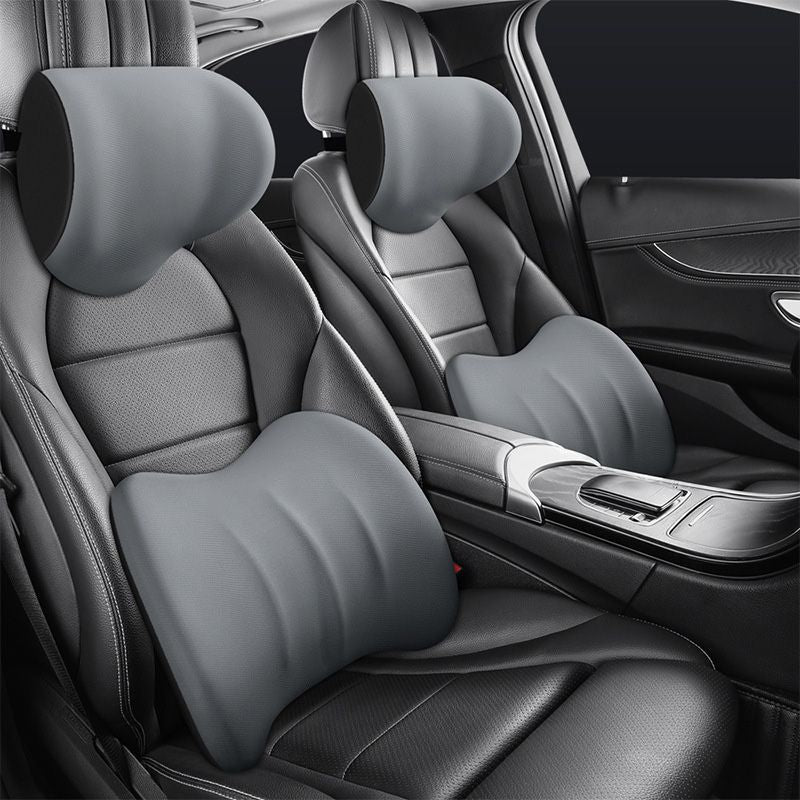 Memory Foam Car Pillow Set | Neck and Lumbar Support Cushions for Travel Comfort