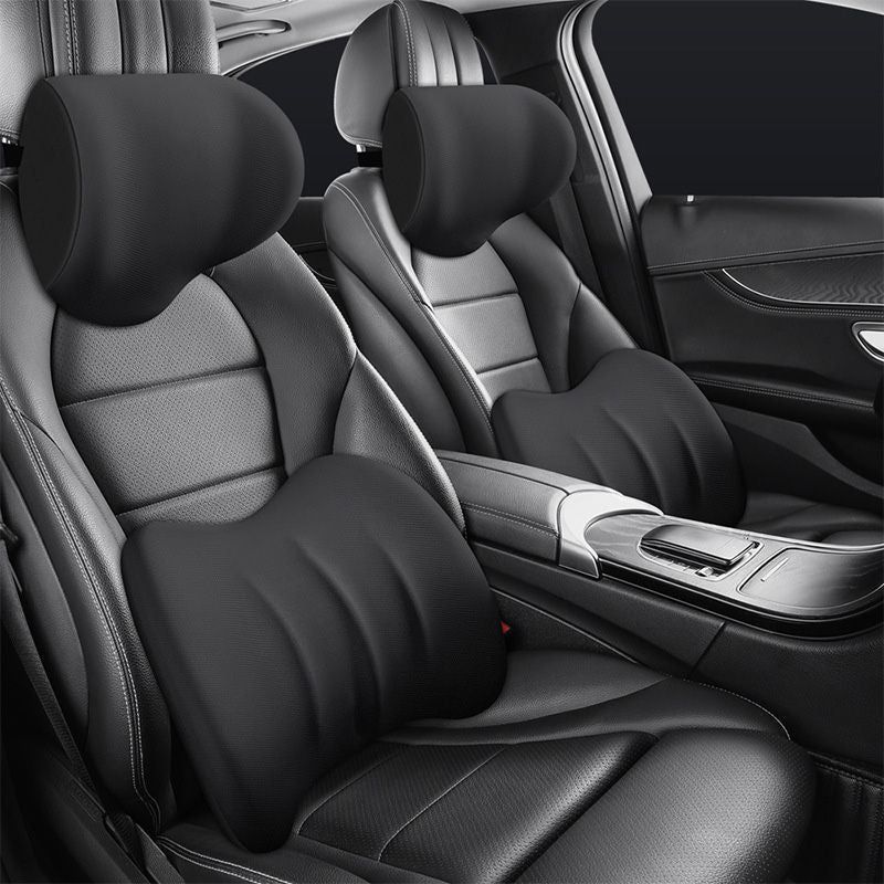 Memory Foam Car Pillow Set | Neck and Lumbar Support Cushions for Travel Comfort