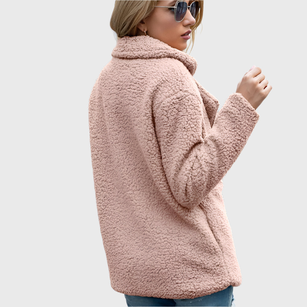 Nia Women's Sherpa Jacket | Double-Breasted Design 2