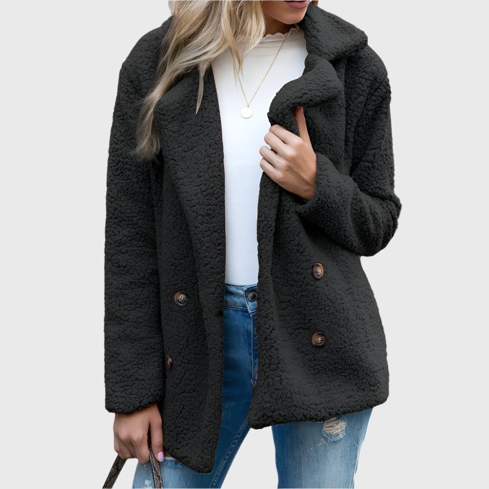 Nia Women's Sherpa Jacket | Double-Breasted Design 3