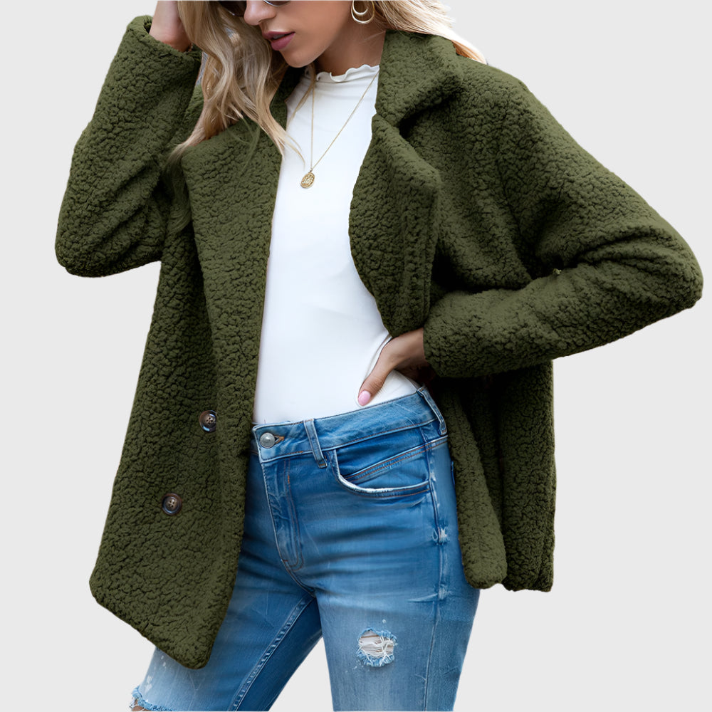 Nia Women's Sherpa Jacket | Double-Breasted Design 4