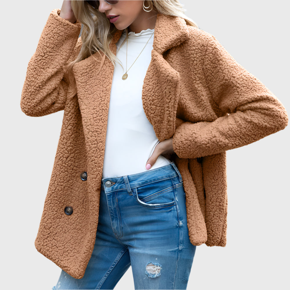 Nia Women's Sherpa Jacket | Double-Breasted Design 5