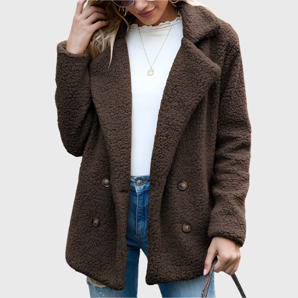 Nia Women's Sherpa Jacket | Double-Breasted Design 7