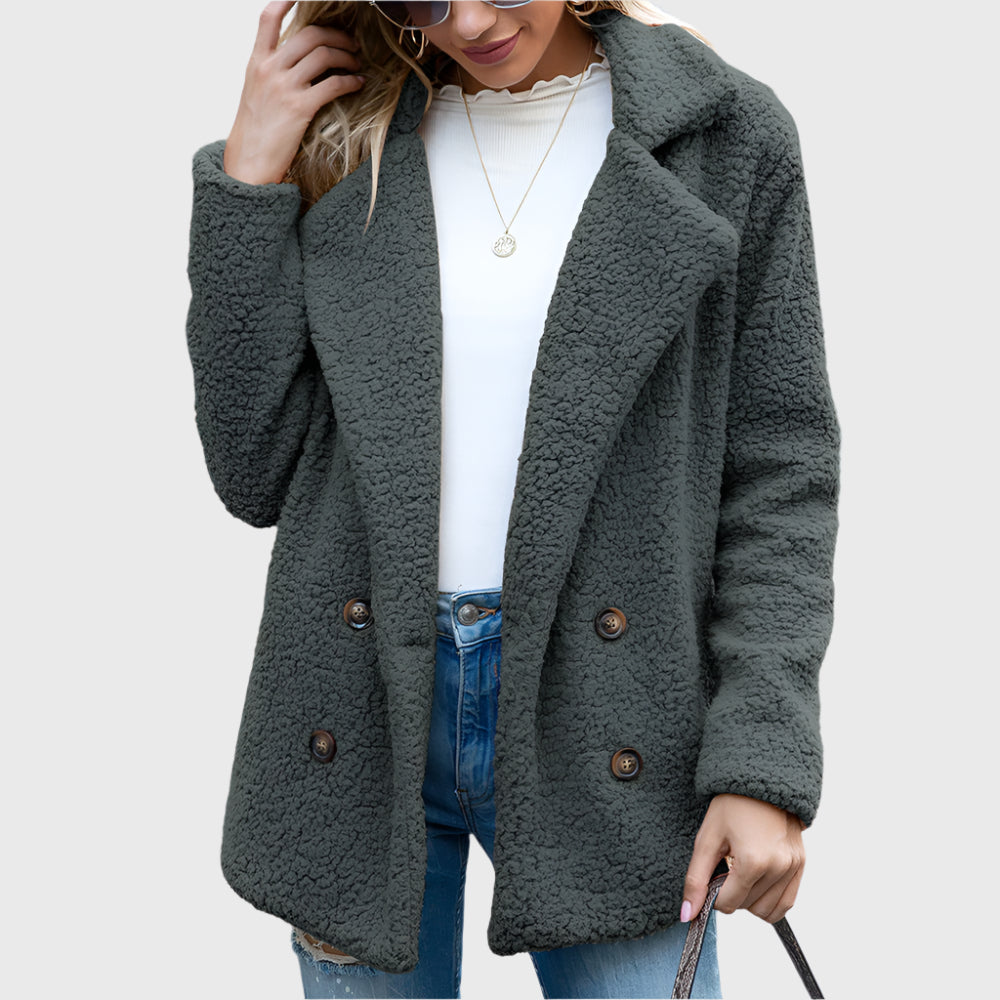 Nia Women's Sherpa Jacket | Double-Breasted Design 8