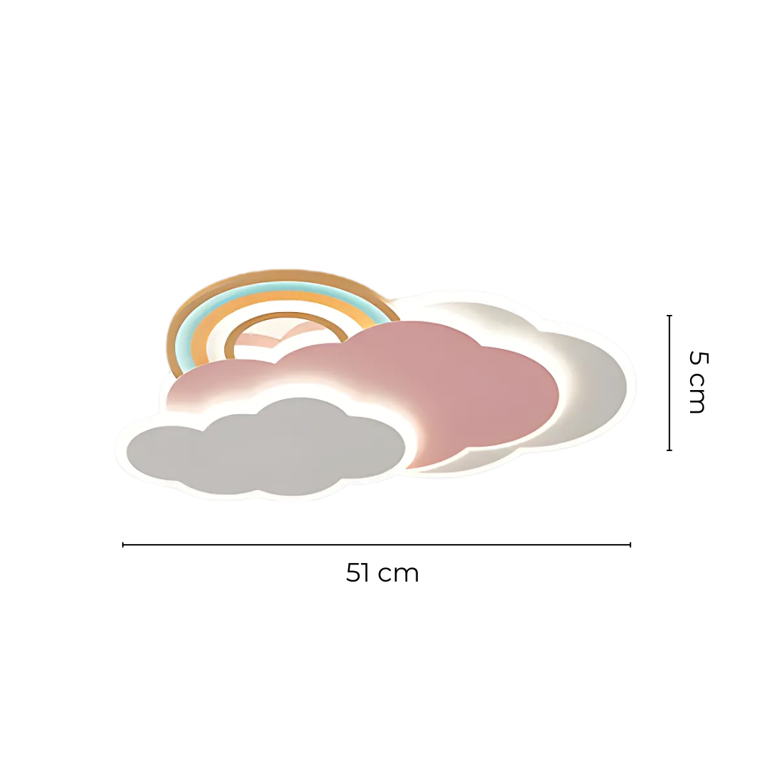 Children’s LED Ceiling Light | Rainbow & Cloud Design | Dimmable with Remote Control