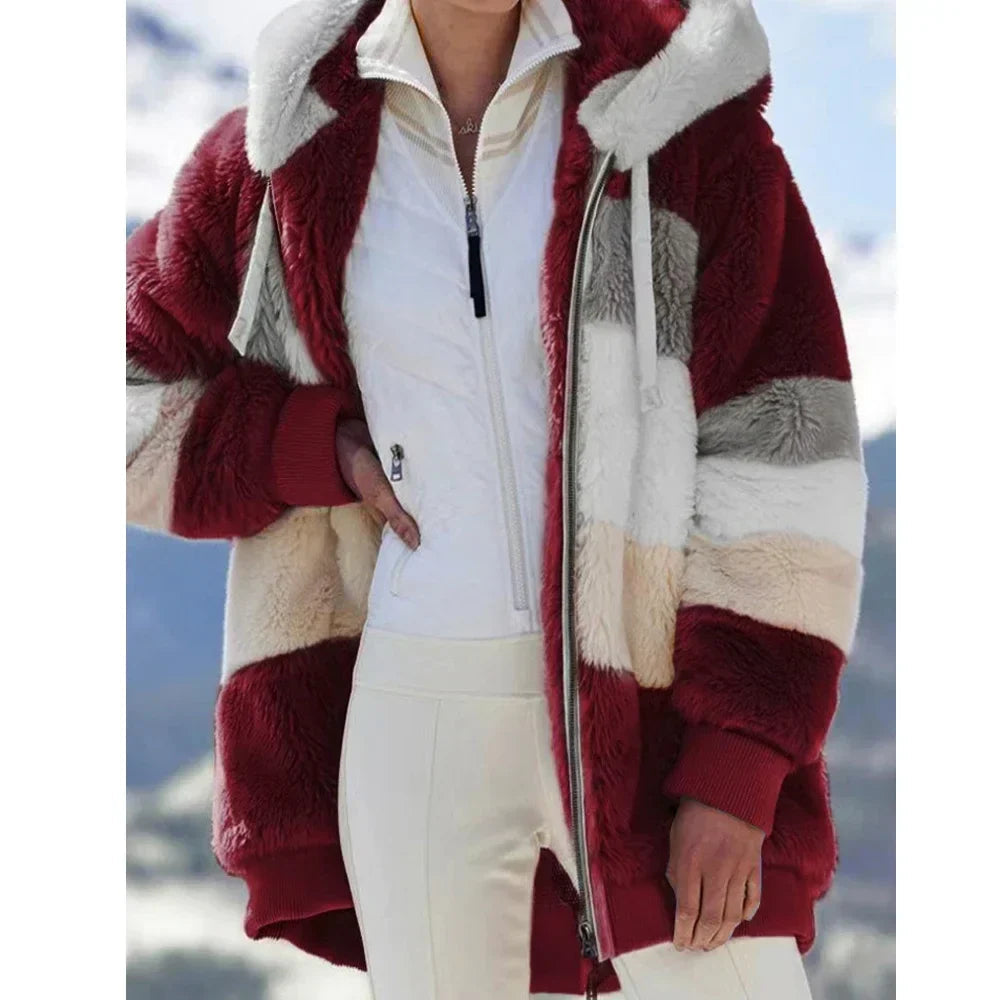 Pina Women's Coat | 100% Cashmere, Hooded Plaid Design 12