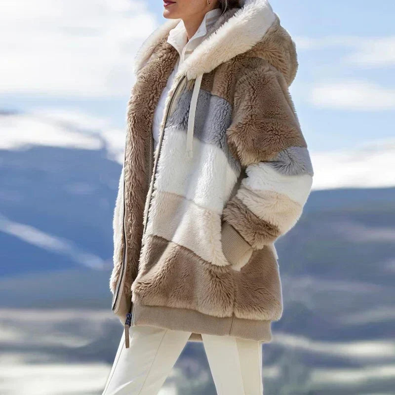 Pina Women's Coat | 100% Cashmere, Hooded Plaid Design 14