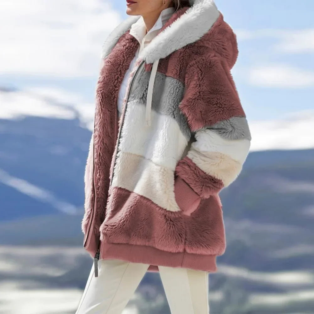 Pina Women's Coat | 100% Cashmere, Hooded Plaid Design 4
