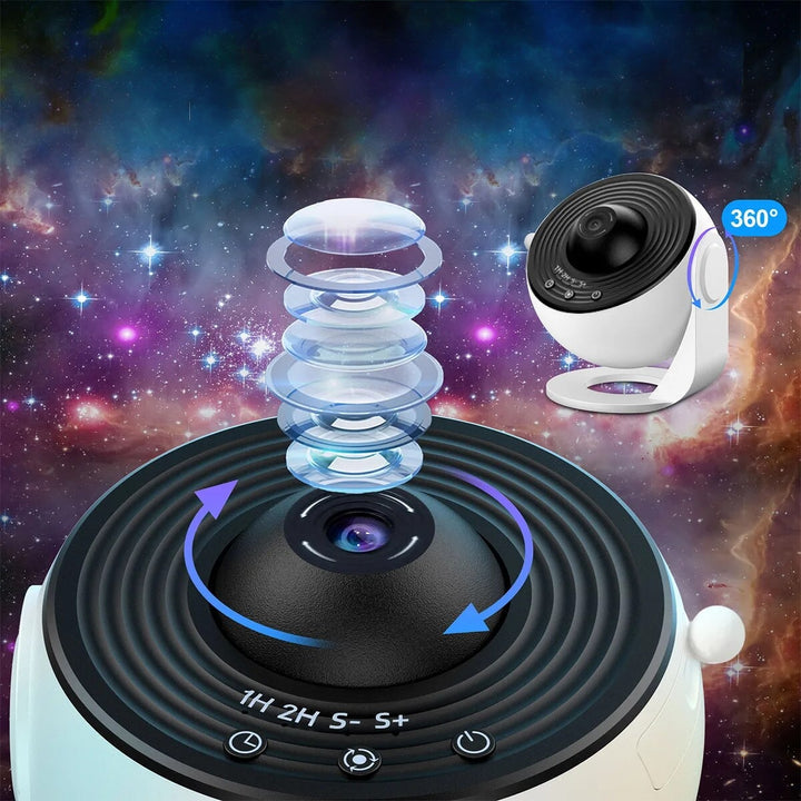 Home Planetarium Projector | 12 Galaxy Films | 360° Rotation & Timer Function