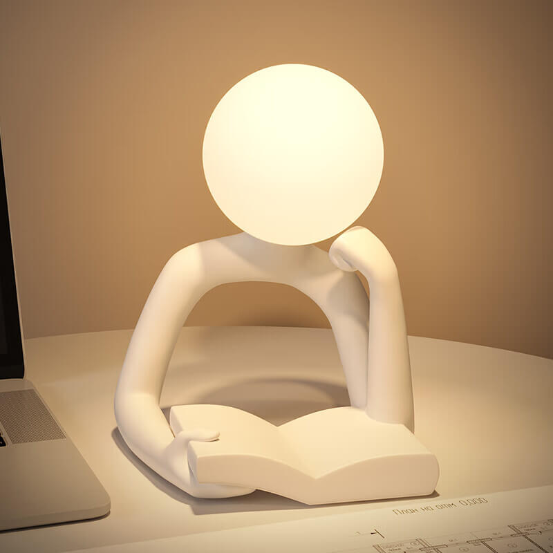 Reader Desk Lamp Ornament | Vintage Mini Desk Light | USB Powered | Resin Base & Plastic Shade