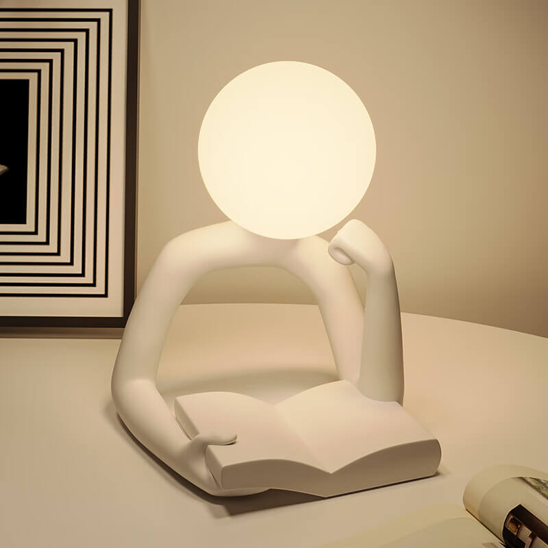 Reader Desk Lamp Ornament | Vintage Mini Desk Light | USB Powered | Resin Base & Plastic Shade