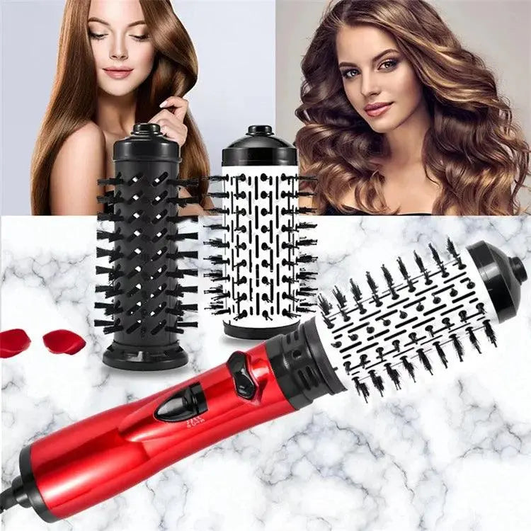 Rotating Hot Air Brush Hair Dryer | 2-in-1 Blowout Styling Tool with 360° Rotation & Interchangeable Barrels