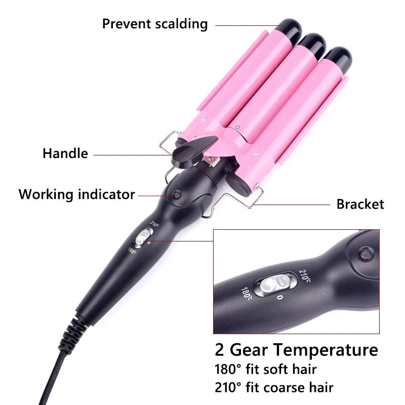 Triple Barrel Hair Waver | Professional Ceramic Curling Iron | Beach Waves & Volumizing Styler