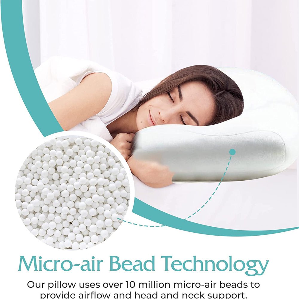 Memory Foam Pillow | Breathable Neck Support Cushion with Contoured Design