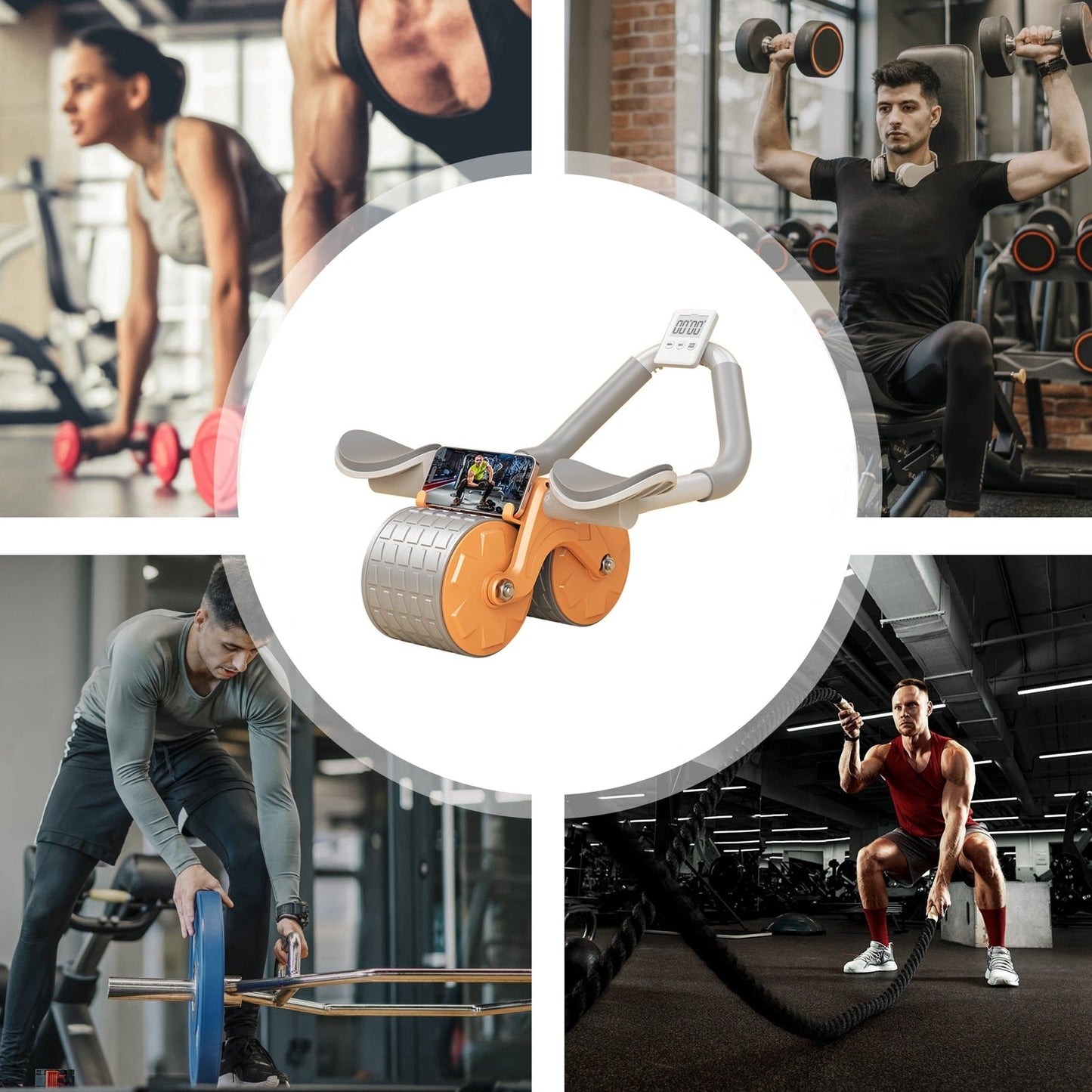 Dual-Wheel Ab Roller with Elbow Support | Core & Upper Body Training Equipment | Portable Fitness Exercise Wheel