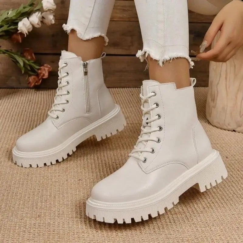 Women’s Plush Lace-Up Ankle Boots | Warm Lined Interior | Durable Non-Slip Sole