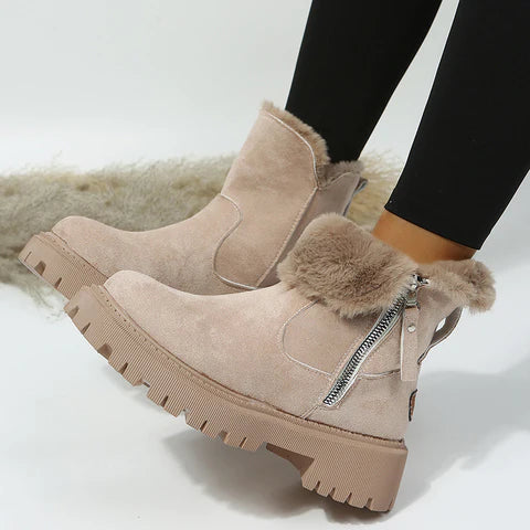 Women’s Faux Wool Lined Winter Boots | Foldable Shaft Design | Anti-Slip Sole