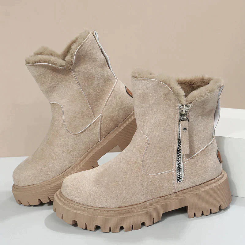 Women’s Faux Wool Lined Winter Boots | Foldable Shaft Design | Anti-Slip Sole