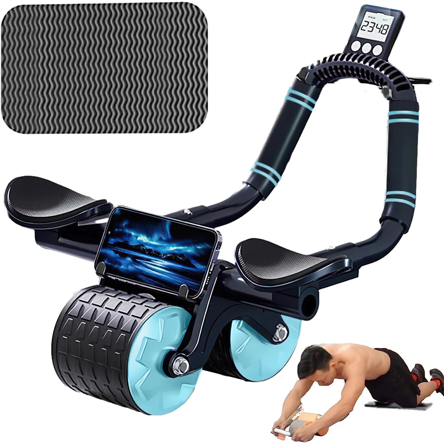 Dual-Wheel Ab Roller with Elbow Support | Core & Upper Body Training Equipment | Portable Fitness Exercise Wheel