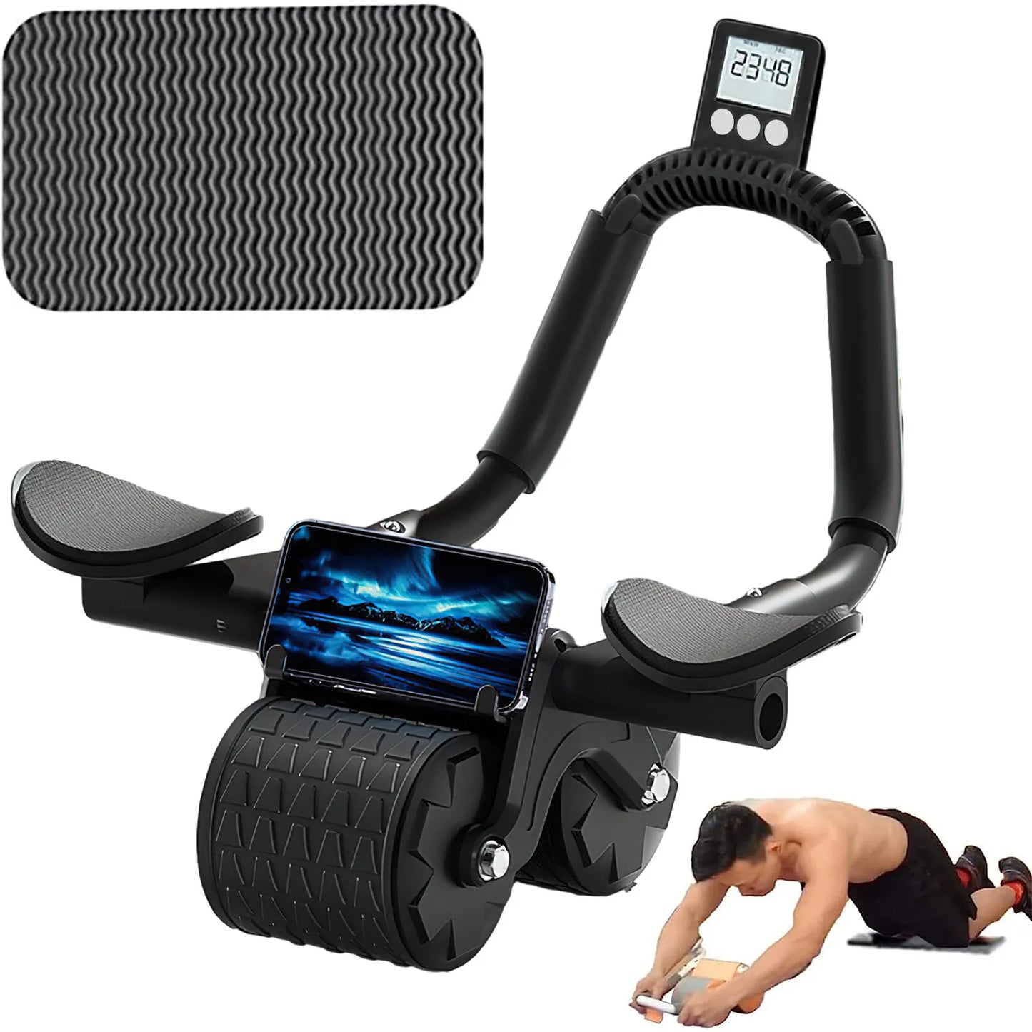 Dual-Wheel Ab Roller with Elbow Support | Core & Upper Body Training Equipment | Portable Fitness Exercise Wheel