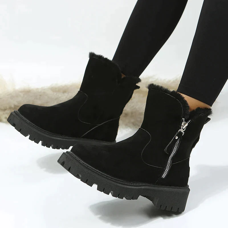 Women’s Faux Wool Lined Winter Boots | Foldable Shaft Design | Anti-Slip Sole