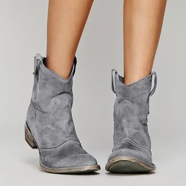 Women’s Vintage Cowboy Ankle Boots | Western Heel | Embroidered Detail