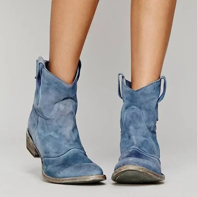 Women’s Vintage Cowboy Ankle Boots | Western Heel | Embroidered Detail