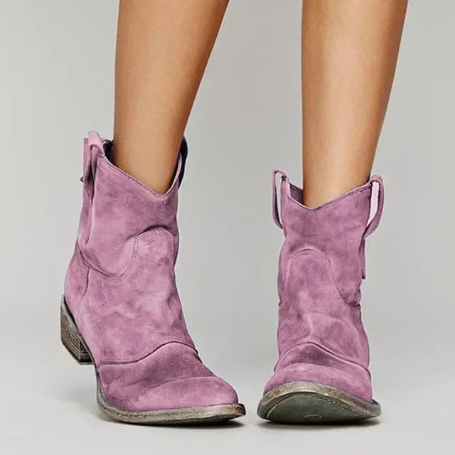 Women’s Vintage Cowboy Ankle Boots | Western Heel | Embroidered Detail