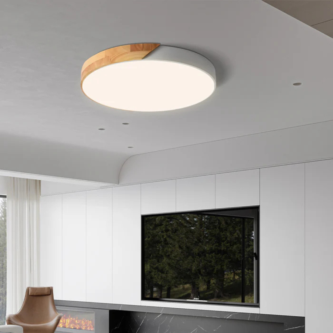 Scandinavian Wooden LED Ceiling Light | Warm Natural Design for Modern Homes