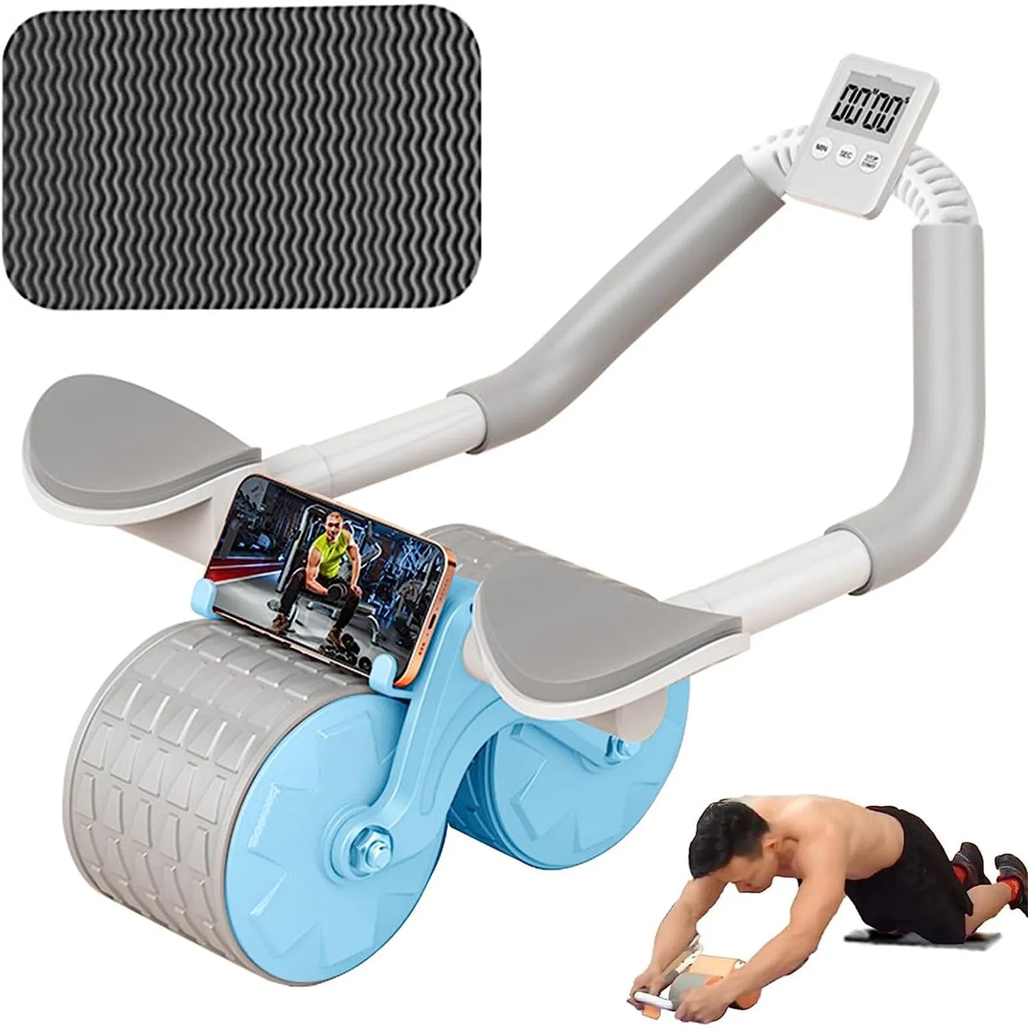 Dual-Wheel Ab Roller with Elbow Support | Core & Upper Body Training Equipment | Portable Fitness Exercise Wheel