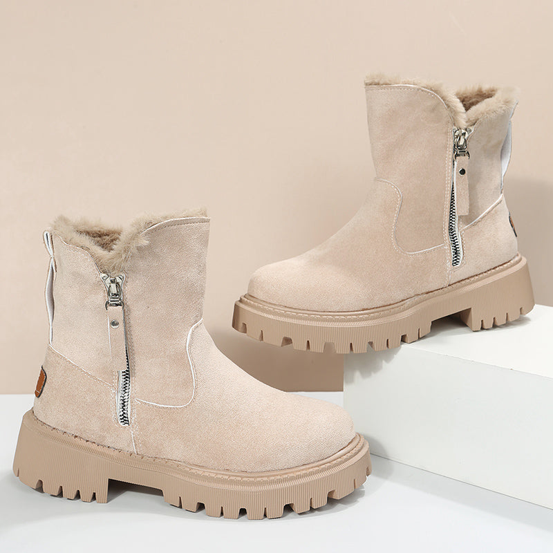 Women’s Faux Wool Lined Winter Boots | Foldable Shaft Design | Anti-Slip Sole