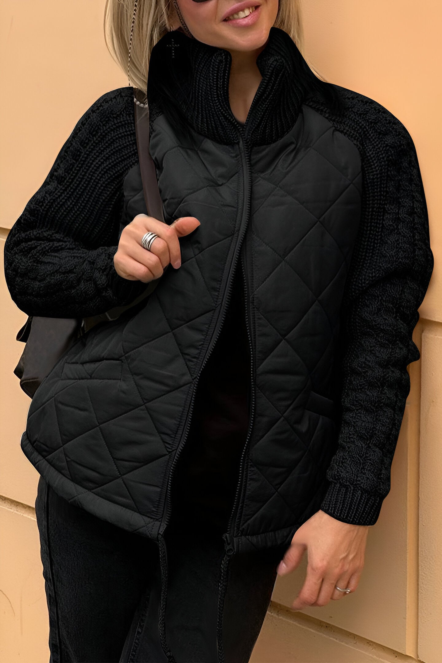 Sienna Women's Jacket | Patchwork Knit Zip Design 3