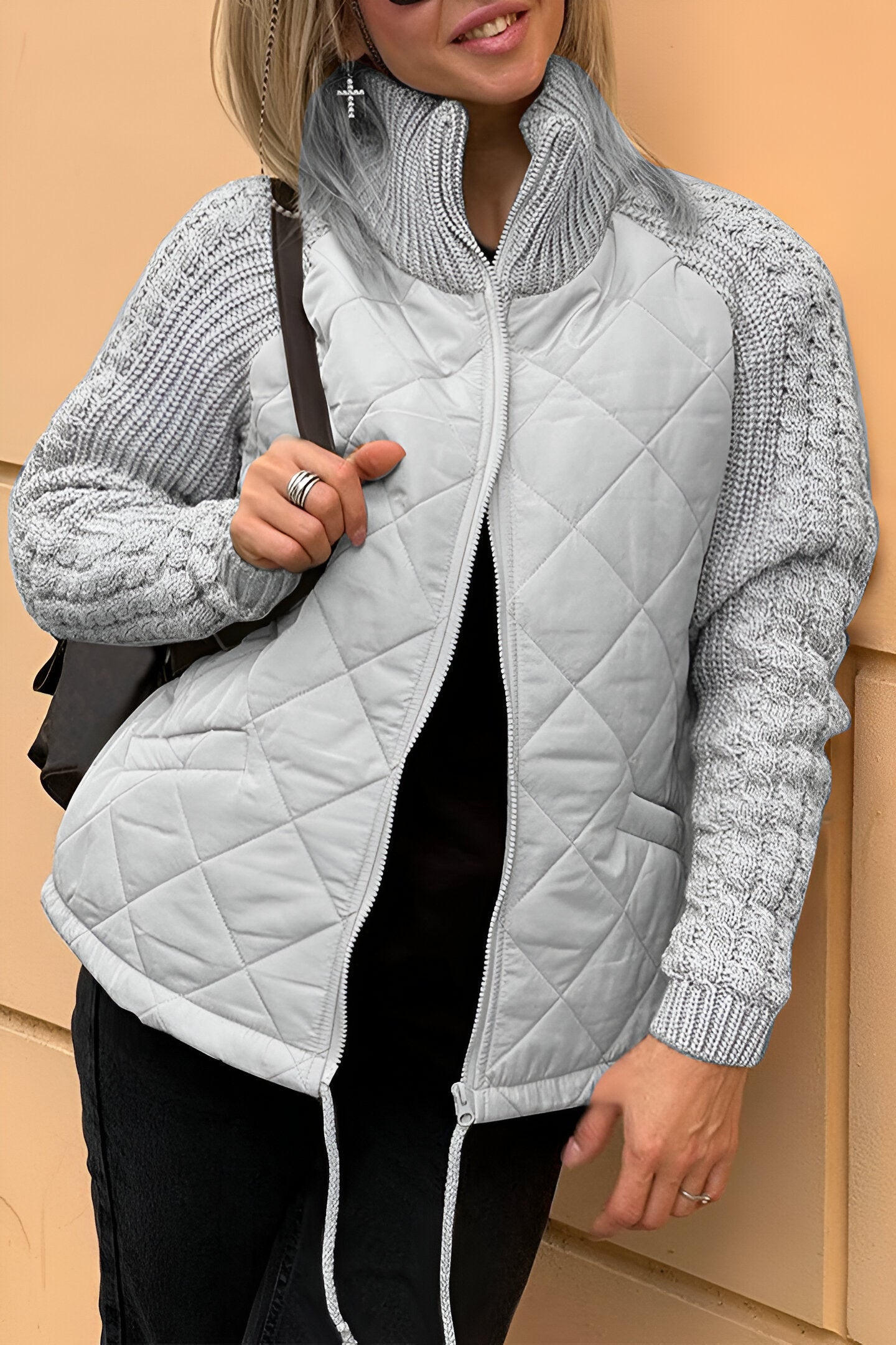Sienna Women's Jacket | Patchwork Knit Zip Design 4