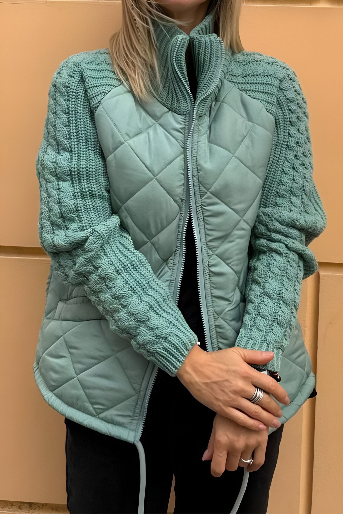Sienna Women's Jacket | Patchwork Knit Zip Design 5