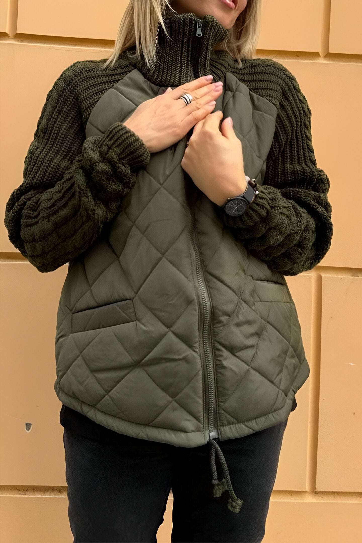 Sienna Women's Jacket | Patchwork Knit Zip Design 6