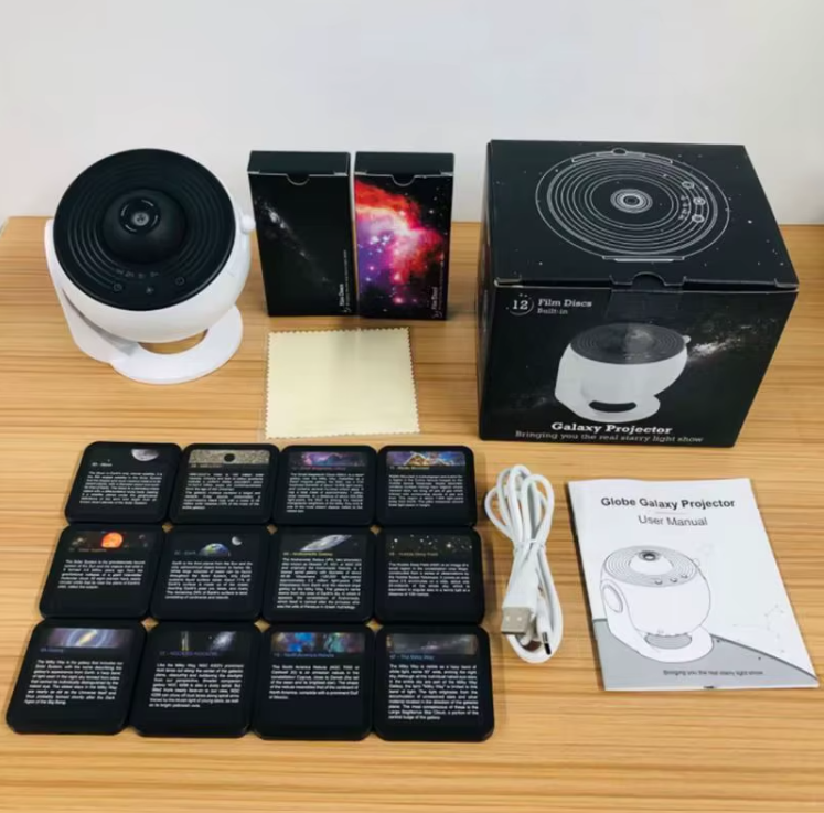 Home Planetarium Projector | 12 Galaxy Films | 360° Rotation & Timer Function