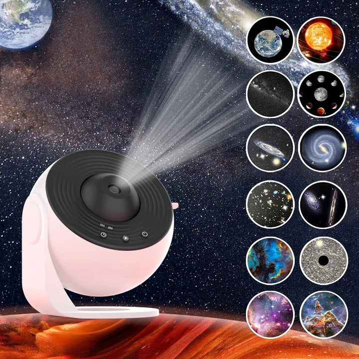 Home Planetarium Projector | 12 Galaxy Films | 360° Rotation & Timer Function