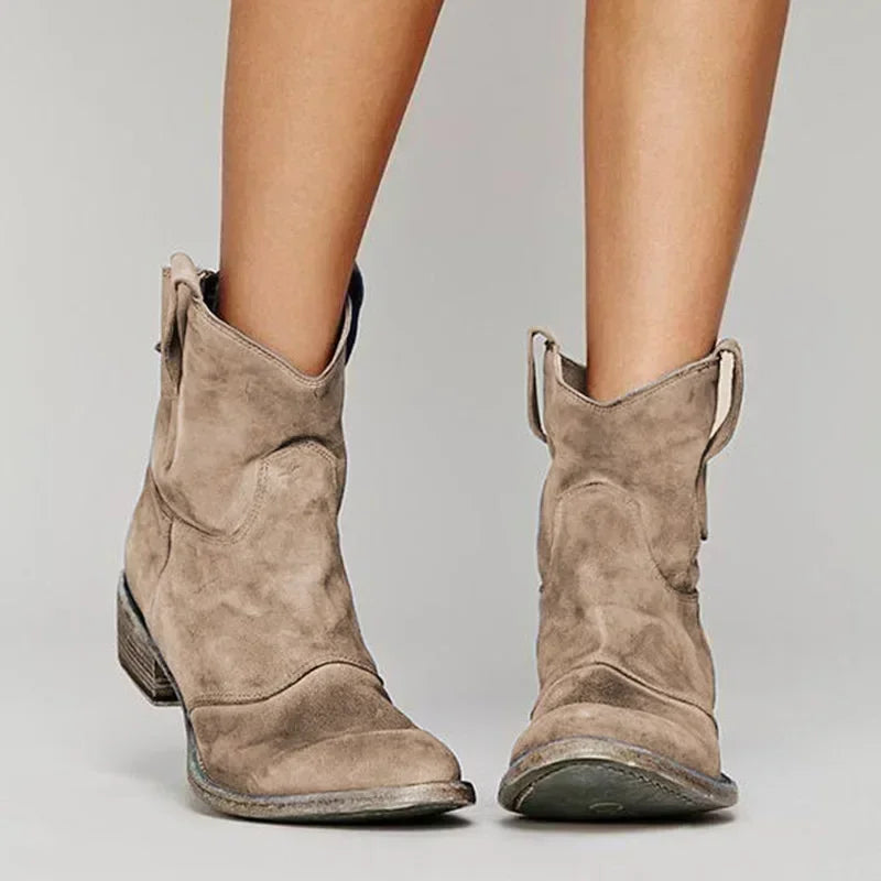 Women’s Vintage Cowboy Ankle Boots | Western Heel | Embroidered Detail