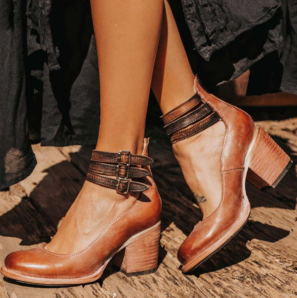 Women’s Vintage Leather Heels | Pointed Toe | Cushioned Insole
