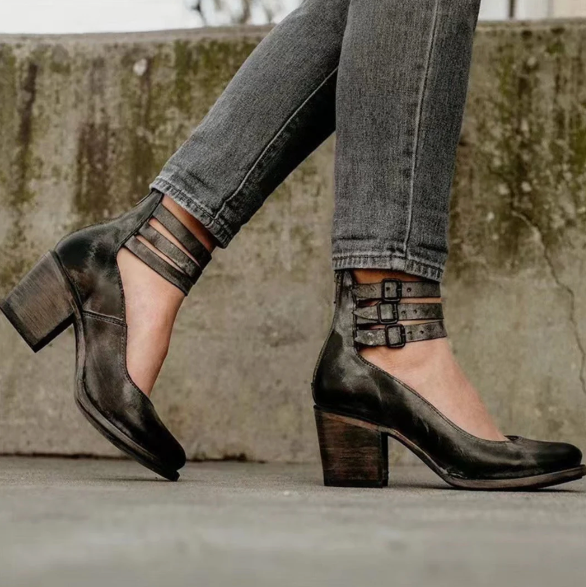 Women’s Vintage Leather Heels | Pointed Toe | Cushioned Insole