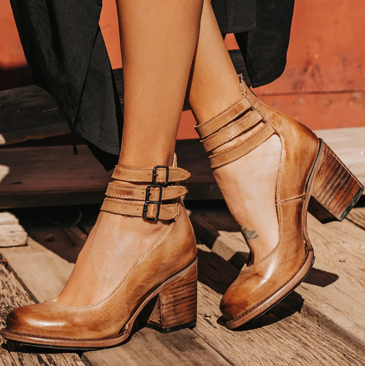 Women’s Vintage Leather Heels | Pointed Toe | Cushioned Insole