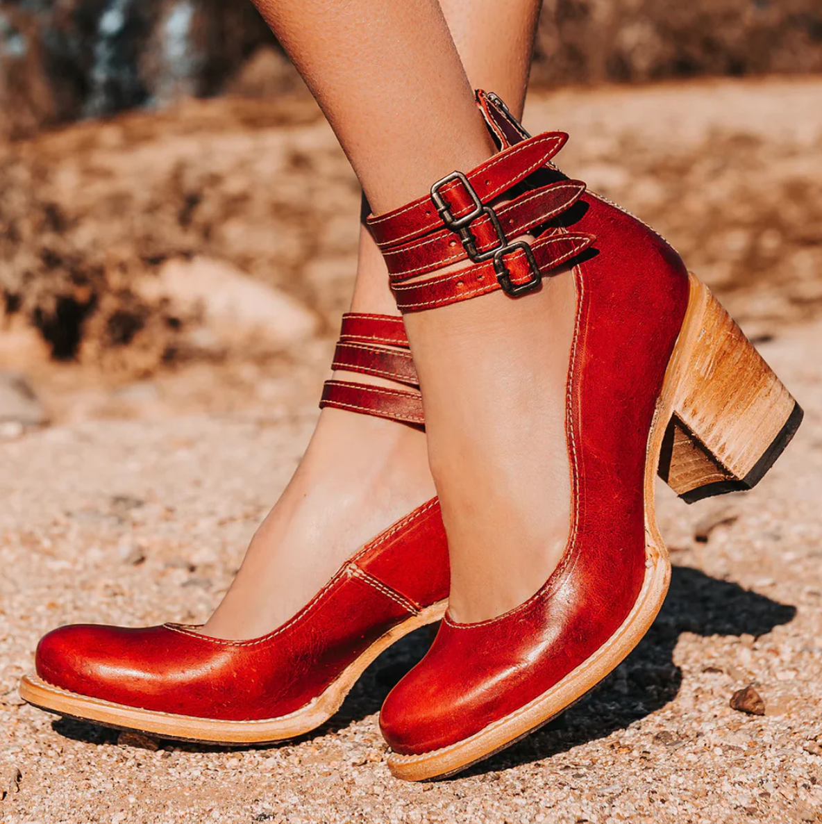 Women’s Vintage Leather Heels | Pointed Toe | Cushioned Insole