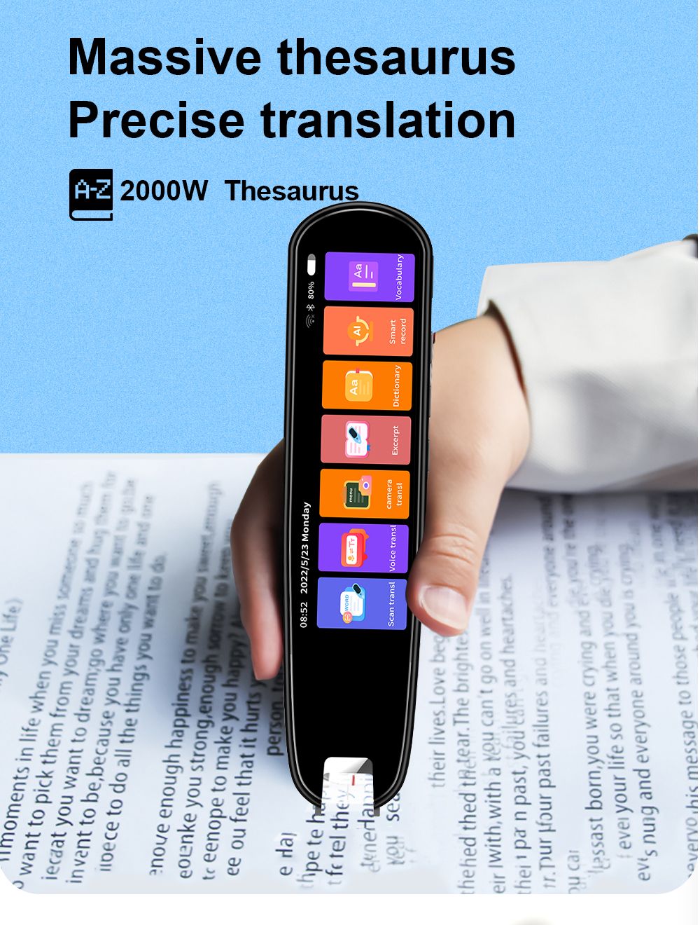 Smart Translation Pen | 112 Languages | Voice, Text & Photo Translator with 3.5-Inch Touchscreen