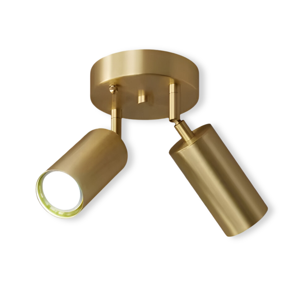 Modern Brushed Brass LED Ceiling Light | Adjustable Spot Design